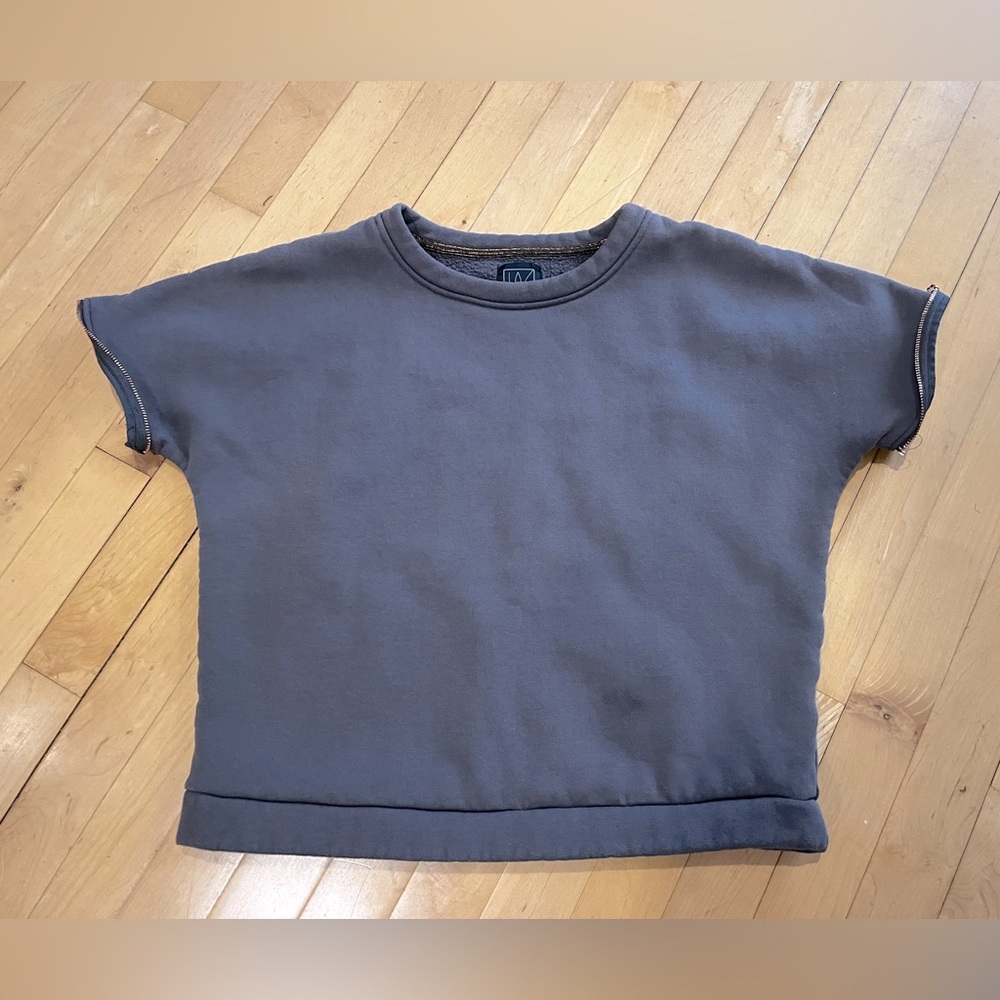 Dark Gray Short Sleeve Top with Zipper Sleeves